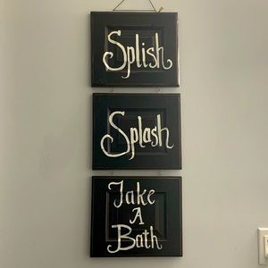 Distressed Wood Farmhouse Bathroom Decor Sign (3 pieces)